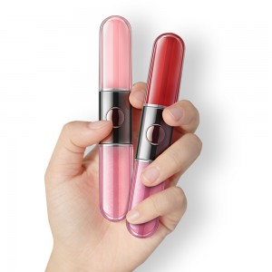 Double Ended Velvet Lip Gloss Private Label 2-in-1 Long Lasting Matte Shiny Liquid Lipstick