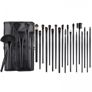 High Quality Private Label Contour Concealer Flat Brow Black Custom Professional Wholesale 24pcs Makeup Brush Set With Bag