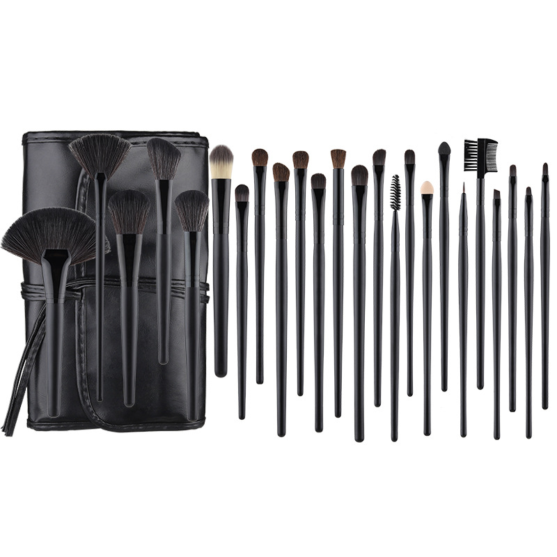 High Quality Private Label Contour Concealer Flat Brow Black Custom Professional Wholesale 24pcs Makeup Brush Set With Bag Featured Image