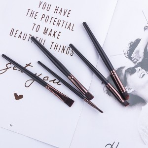 5pcs black vegan hair eye makeup brush set Eye brow eyeliner brushes