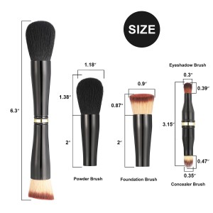Wholesale 4 in 1 Double Ended Makeup Brush Set Portable Travel Foundation Powder Eyeshadow Brush Tools