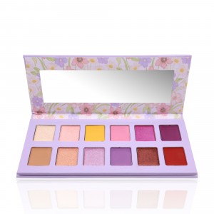 Custom Logo Eyeshadow Palette 12 Colors Purple Eye Shadow Shimmer Matte Cosmetics Long Lasting Makeup Pallet