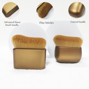 Custom Golden Kabuki Makeup Brush Flat Head Blending Foundation Body Brush Tanning Tool