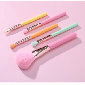 Customize Colorful Travel Makeup Brushes Soft Vegan Hair 5PCS Mini Makeup Brush Set with Beauty Bag