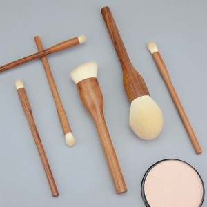 Factory Customize Premium Vintage Cosmetic Brushes Tools 6PCS Sandalwood Makeup Brush Set