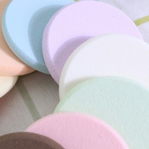 New Popular Flat Washable Wet and Dry Use Imported Latex Round Facial Makeup Sponge Powder Puff Set-5Pcs
