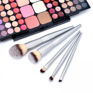 4pcs Glitter grey travel makeup brushes set Custom logo
