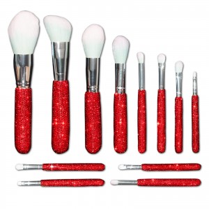 Customize Bling Crystal Makeup Brushes 12Pcs Professional Face Cosmetics Blending Liquid Foundation Make Up Beauty Tool