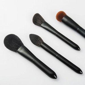 Matte Black Makeup Brush Set 12PCS Professional Natural Synthetic Hair Kabuki Foundation Blending Brush