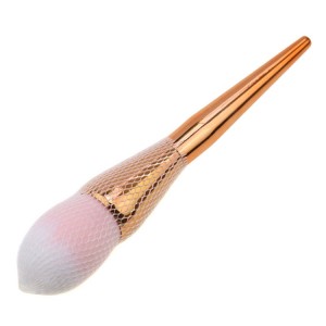 Custom logo Nickle plate metallic look makeup powder brush