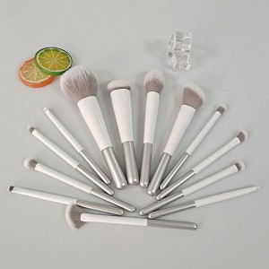 2022 New Makeup Brush Set 13Pcs Long Ferrule Vegan Hair Powder Eyelash Gray Cosmetic Brushes