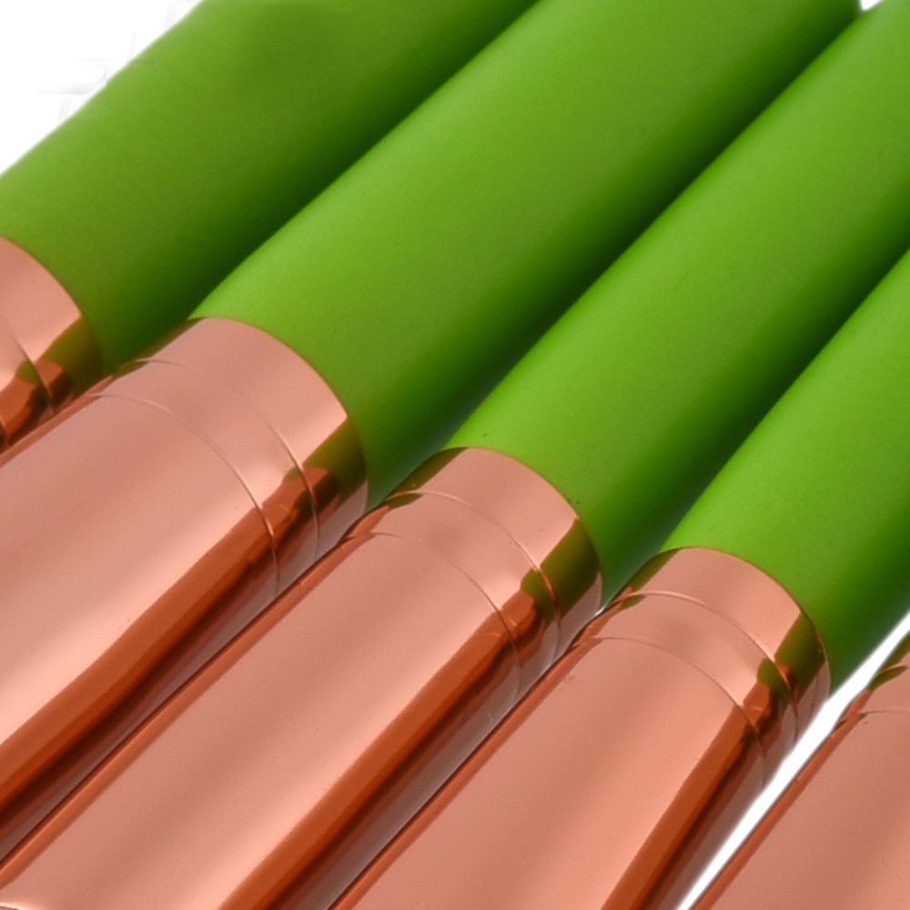 green handle makeup brush set