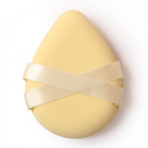 Custom New Non Latex Powder Puff Double Ribbon Strap Triangle Makeup Sponge Puff