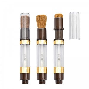 Customize Refillable Retractable Cosmetic Brush Soft Goat Hair Pump Blush Brush Dispensing Blush Brush