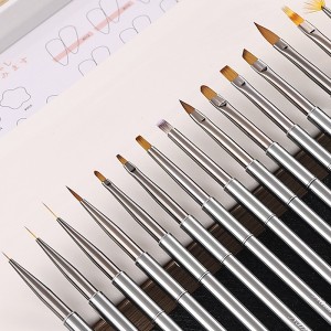 High Quality 15Pcs Nail Brush Set Metal Handle Painting UV Gel Liner Acrylic Nail Brushes