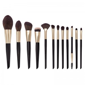 Luxury black high quality Synthetic hair 12pcs Makeup brush set