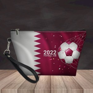 2022 Qatar World Cup Ladies Makeup Bag Storage Bag Soccer Print Portable Small Cosmetic Case