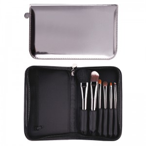 Hot Sale Synthetic Hair 6PCS Cosmetic Brush Metallic Makeup Brush Set with Bag