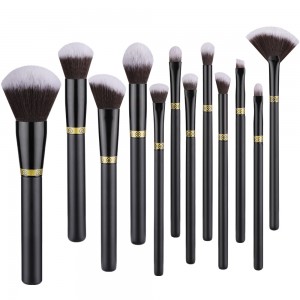 Custom Classical Black Make up Brushes 12pcs High Quality Synthetic Hair Foundation Powder Eyebrow Makeup Brush Sets