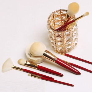 10pcs Red makeup brushes with nylon hair