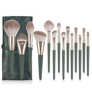 Dropshipping low moq professional 14Pcs wholesale vegan cruelty free private label makeup brush set With roll