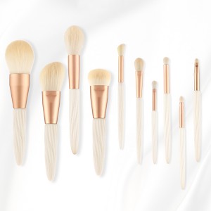 Customized 10 piece Vegan hair luxury white makeup brush set