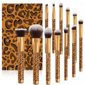 Customize Premium Leopard Print Makeup Brush Set Soft Vegan Hair Powder Foundation Eyelash Lipstick Cosmetic Brushes