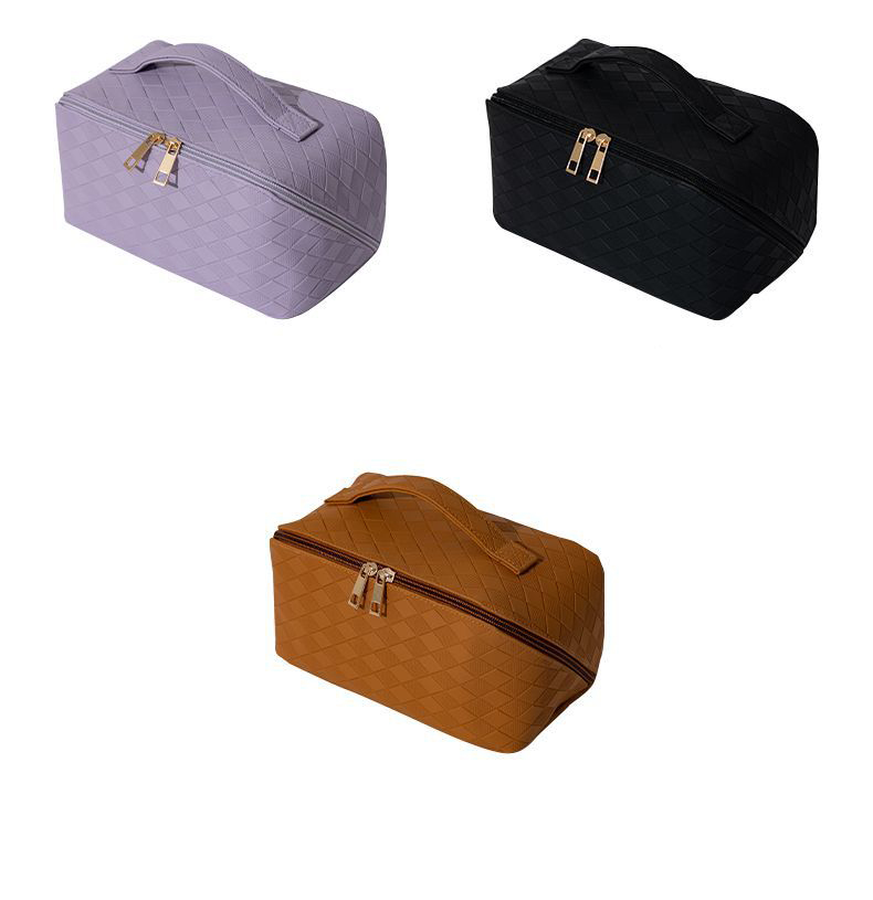 Large Capacity Travel Cosmetic Bag PU Leather Waterproof Cosmetic Case Women Portable Makeup Storage Bag Featured Image