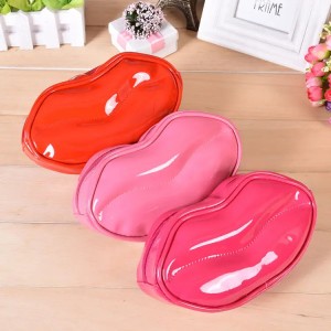 Customize Lovely Lip Shaped Makeup Brushes Bag with Zipper Cosmetic Organizer Pouch