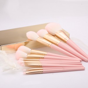 New 12PCS Pink Make up High-End Hair Cosmetics Makeup Brush Set