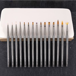 High Quality 15Pcs Nail Brush Set Metal Handle Painting UV Gel Liner Acrylic Nail Brushes