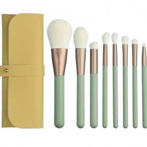 Factory Custom Portable Premium Travel Makeup Brush Kit 8PCS Soft Cruelty Free Cosmetics Tools with PU Beauty Case