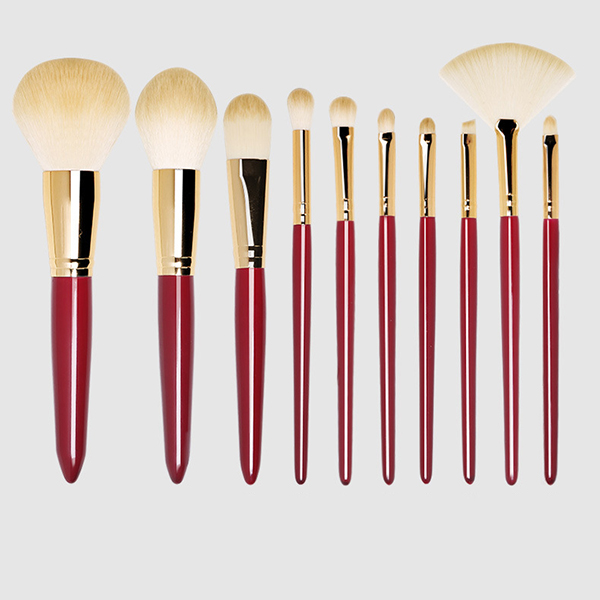 10pcs Red makeup brushes with nylon hair Featured Image