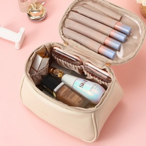 New Luxury Large Capacity Travel Cosmetic Bag Handbag PU Leather Waterproof Brushes Cosmetics Makeup Storage Bag