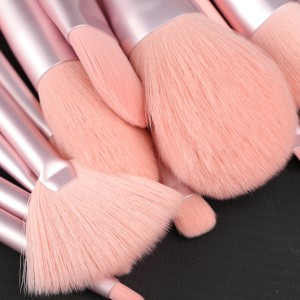 New Private Label 12Pcs Pink Makeup Brush Set Premium Soft Synthetic Hair Makeup Tools for Foundation Concealer Eyeshadow