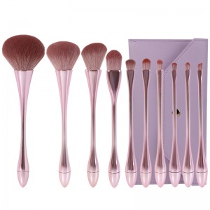 Small Waist Makeup Brush Set 10pcs Elegant Purple Powder Blush Eyeshadow Lip Cosmetic Brushes