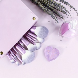 China Professional Purple Makeup Brush Set 14pcs Premium Vegan Hair Cosmetics Make up Kit
