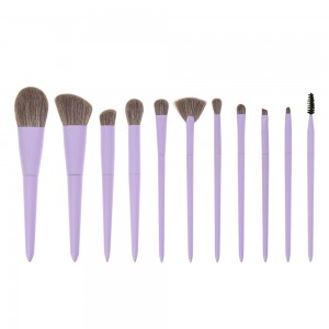 Pro Cruelty Free 10Pcs Purple Makeup Brush Set High Quality Synthetic Hair Beauty Cosmetic Tools