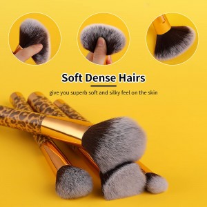 Customize Premium Leopard Print Makeup Brush Set Soft Vegan Hair Powder Foundation Eyelash Lipstick Cosmetic Brushes