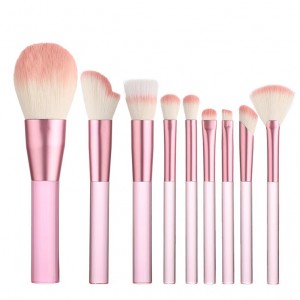 New Arrival Portable Makeup Brush Set 9Pcs Plastic Handle Beauty Tools with Cosmetic Case