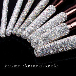 Luxury 12Pcs Bling Crystal Makeup Brushes Professional Face Cosmetics Blending Glitter Make up Tool