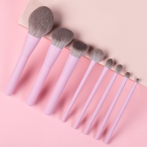 Customize Premium Purple Pink Make up Brush Set 8pcs Portable Cosmetic Brushes for Liquid Foundation Powder BB Cream