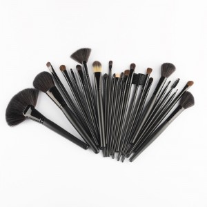 High Quality Private Label Contour Concealer Flat Brow Black Custom Professional Wholesale 24pcs Makeup Brush Set With Bag