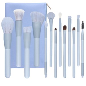 Custom Luxury 13PCS Blue Makeup Brush Set Premium Synthetic Foundation Powder Concealers Eye Shadows Beauty Tools