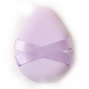 Custom New Non Latex Powder Puff Double Ribbon Strap Triangle Makeup Sponge Puff