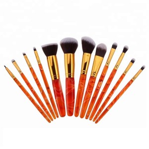 12pcs Orange color Acrylic hanlde Luxury Makeup Brush Set Private Label Makeup Brushes Set