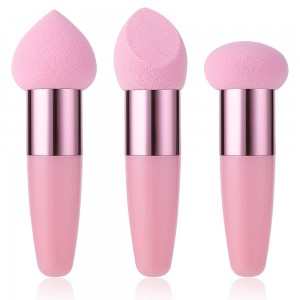 Portable 3Pcs Pink Makeup Sponge Set Non-latex Beauty Blender Foundation Concealer Makeup Tools with Handle