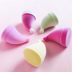 Customize Soft Latex-free Christmas Hat Makeup Sponge Velvet Microfiber Foundation Beauty Blender Puff