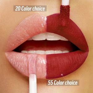 Double Ended Velvet Lip Gloss Private Label 2-in-1 Long Lasting Matte Shiny Liquid Lipstick