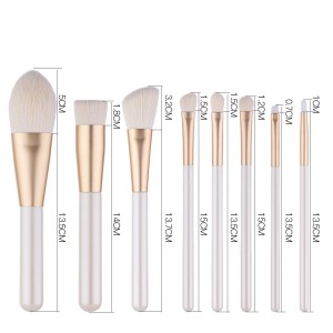 Custom logo 8pcs White Goat imitation hair makeup brushes set